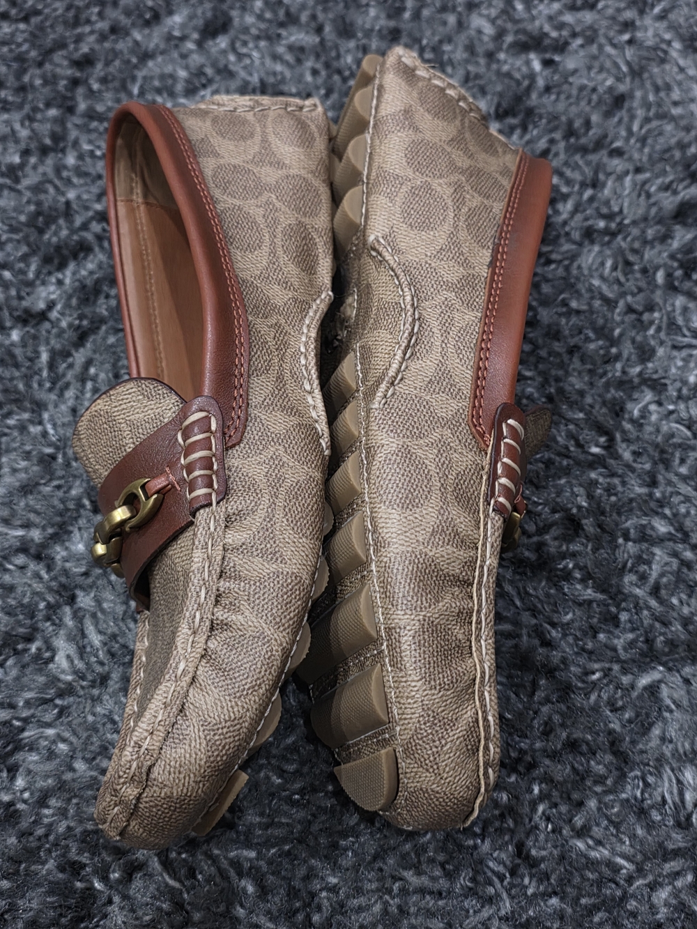 Coach Women’s Brown Signature Canvas Driving Loafers Size 11B - Picture 5 of 8